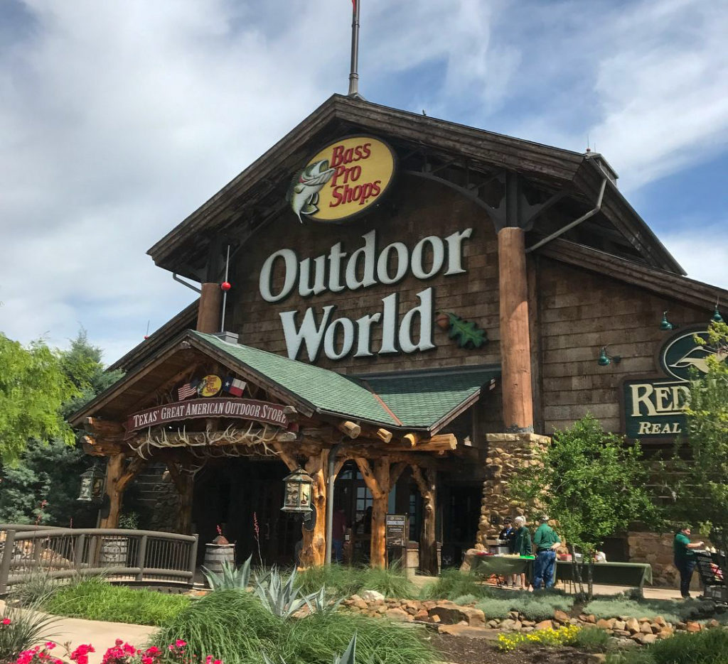 Front door entrance  of Bass Pro Shop retail store